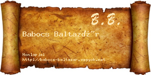 Babocs Baltazár névjegykártya